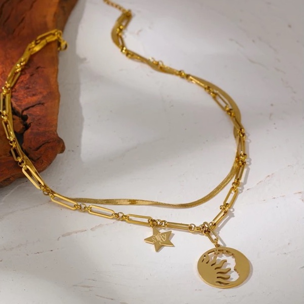 Statement moon and sun necklace - Picture 3 of 7